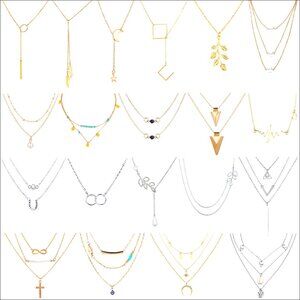 Alloy Pendant Necklace Set 20 Pieces Gold Silver Fashion Jewelry